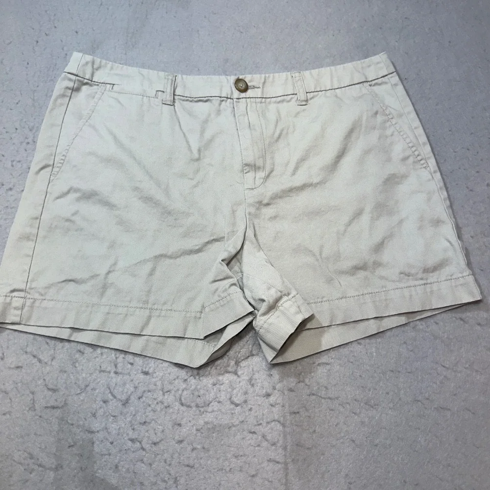 Merona Chino Shorts Women 16 Khaki‎ Excellent Cotton Mid Rise Fit 1 Casual